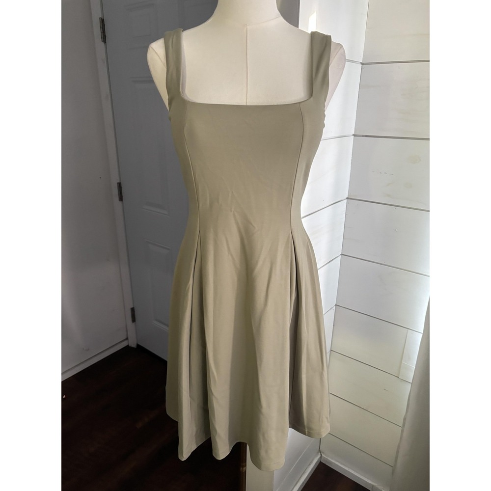 OGL Dress Womens Small Green Square Neck Fit Flare Sleeveless Skater Mini Casual